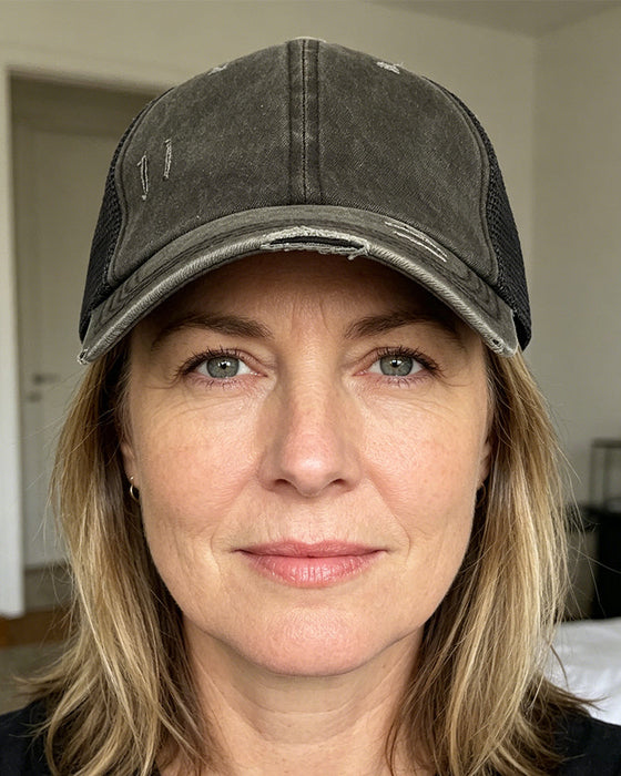 Cap Verstellbar Kreuz Rückseite Distressed Denim Baseball