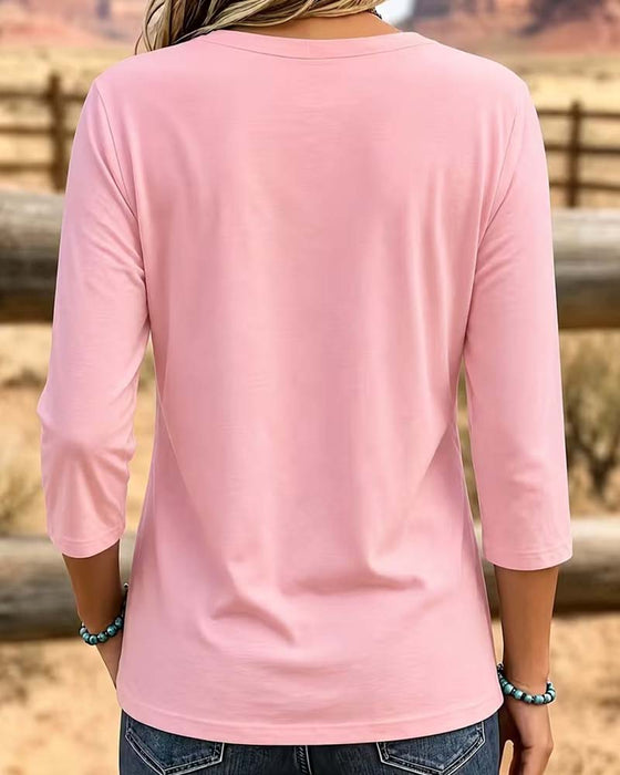 Oberteil Crew Neck Patchwork Asymmetrischer Saum