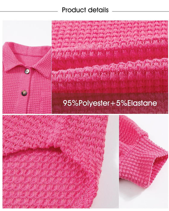 Bluse Unifarben Knopf-Leiste Locker Revers