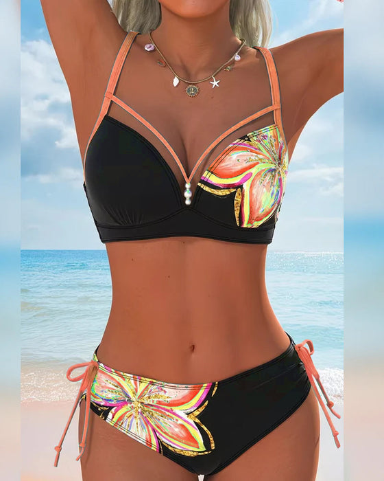 Bikini Bralette Schnürung Gedruckt