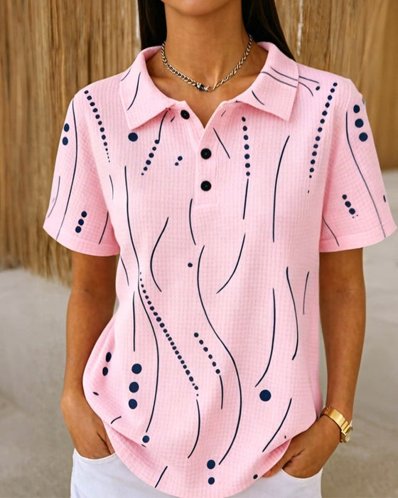 Bluse Polo Kragen Linie Knopf
