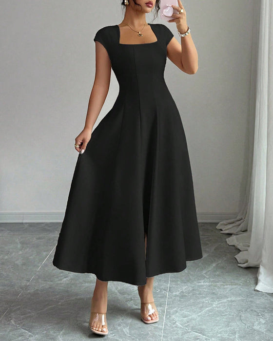 Kleid Quadratischer Ausschnitt Kurzarm
