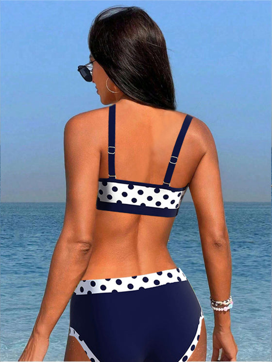 Hohe Taille Patchwork Polka Dot Bikinis
