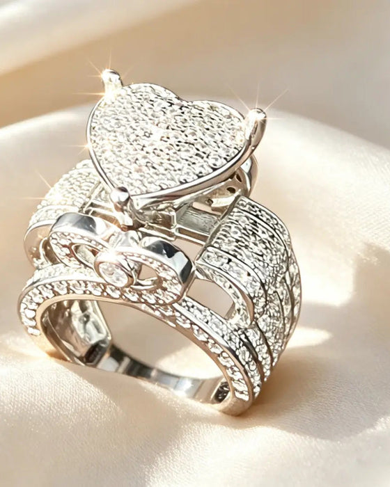Pave Herzförmiges Ring-Set für Damen