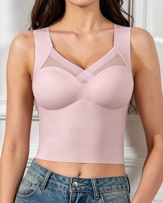 Tank Top Mesh-Splicing Eingebauter Bh