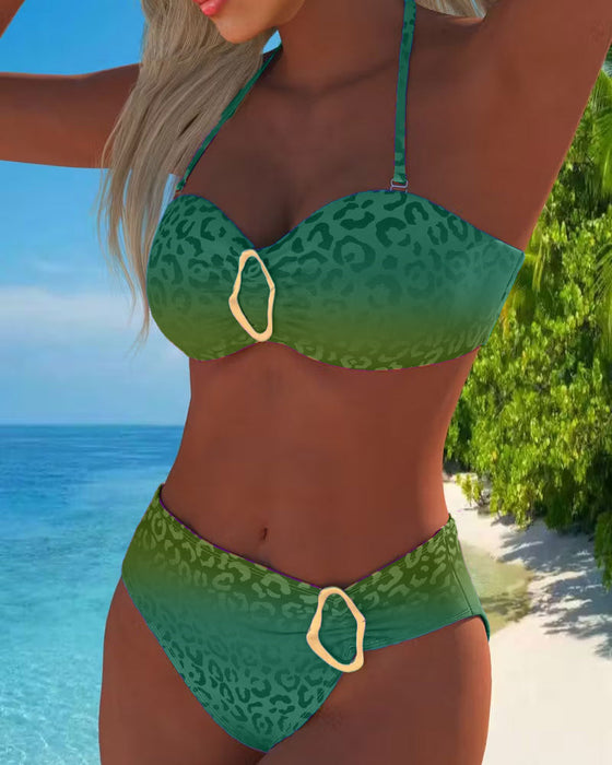 Bikini Halterneck Leopardenmuster Verlauf