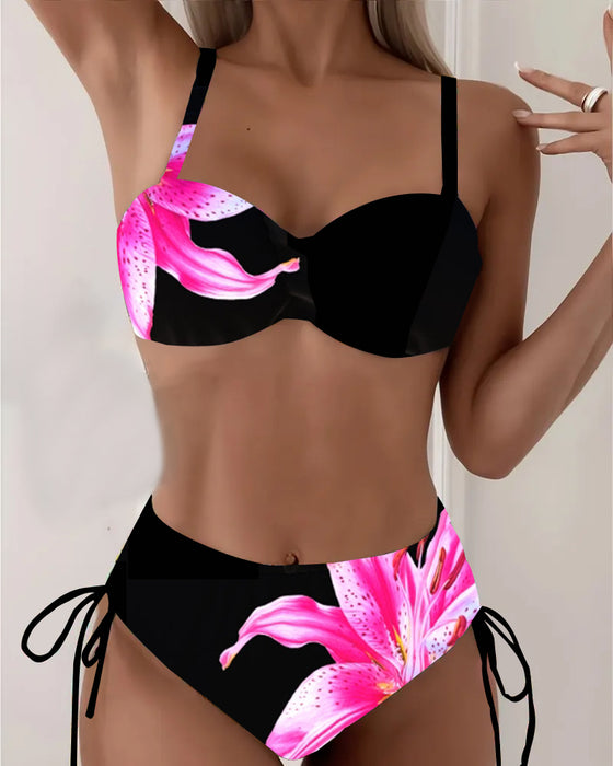 Bikini Dreieck Schnürung Blumenmuster