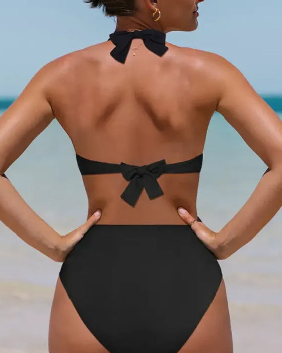 Bikini-Set Mit Ausschnitten, Hoher Taille Und Halter-Design