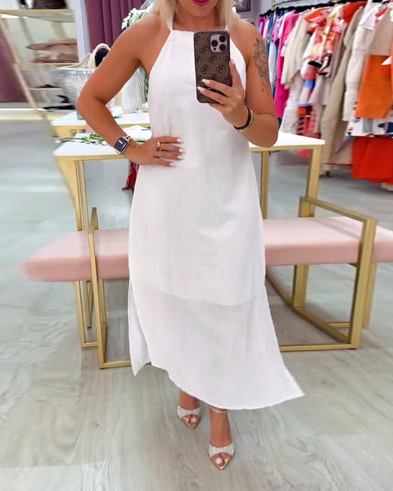 Kleid Ärmellos Elegant Unifarbe