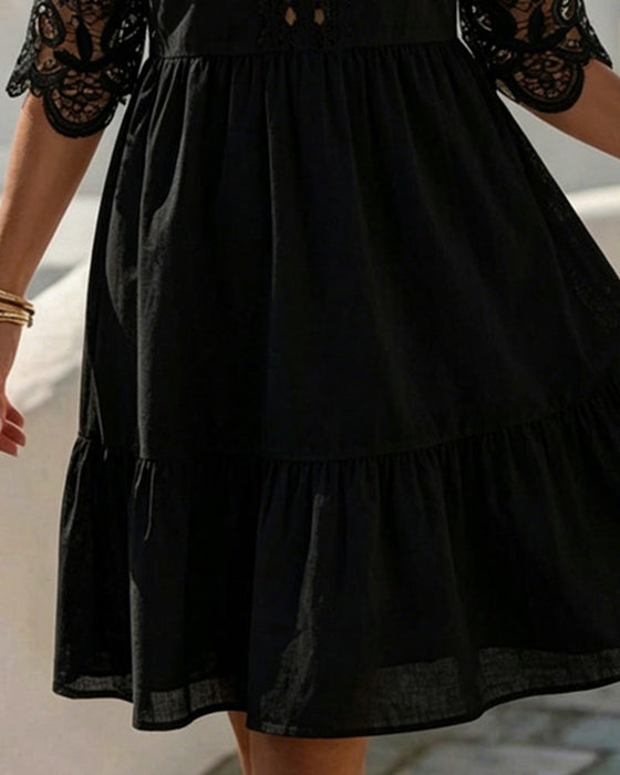 Kleider Spitze Off-Shoulder Gestuft Kurz