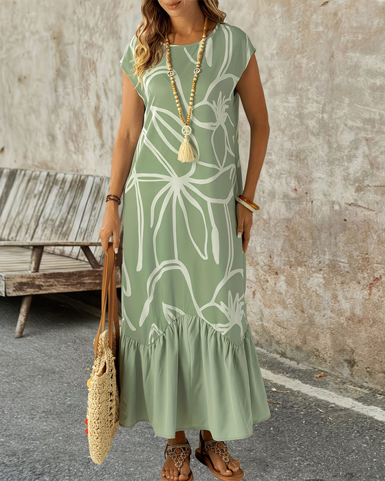 Kleid Rundhals Geometrisch Print A-Linie