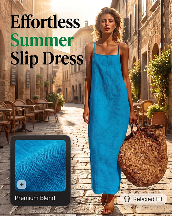 Kleid Einfarbig Spaghettiträger Maxi