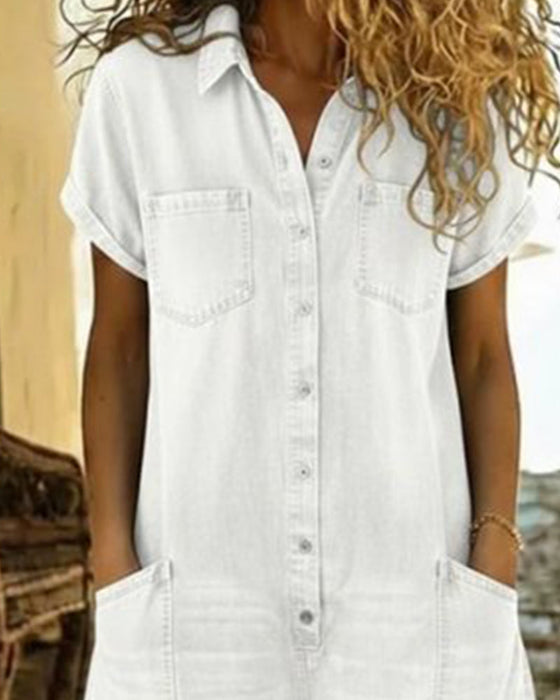 Jumpsuits aus Denim mit kurzen Ärmeln
