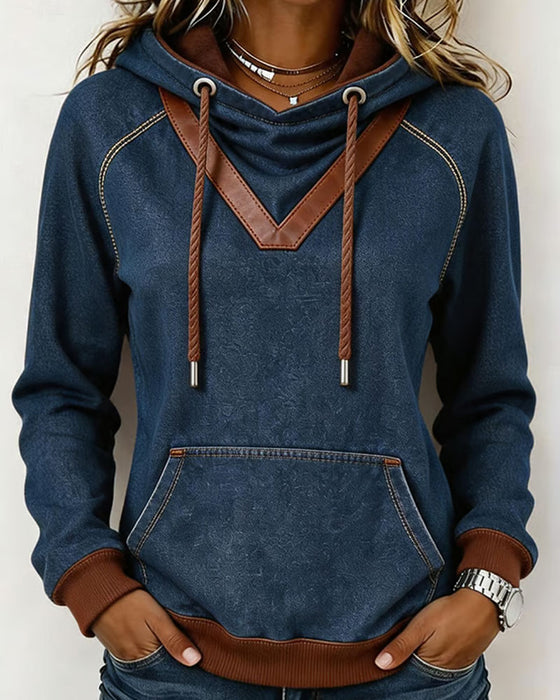 Hoodie Patchwork Langarm