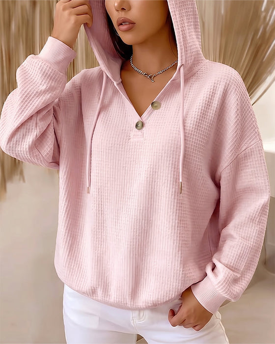 Sweatshirt Lässig Einfarbig Mit Kordelzug