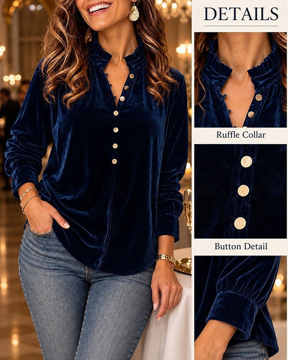 Bluse Einfarbig Knopf Elegant