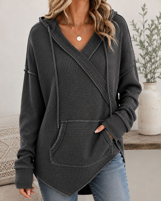 Hoodie Waffel Kordelzug Tasche