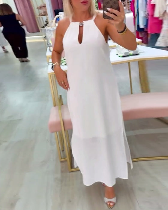 Kleid Ärmellos Elegant Unifarbe