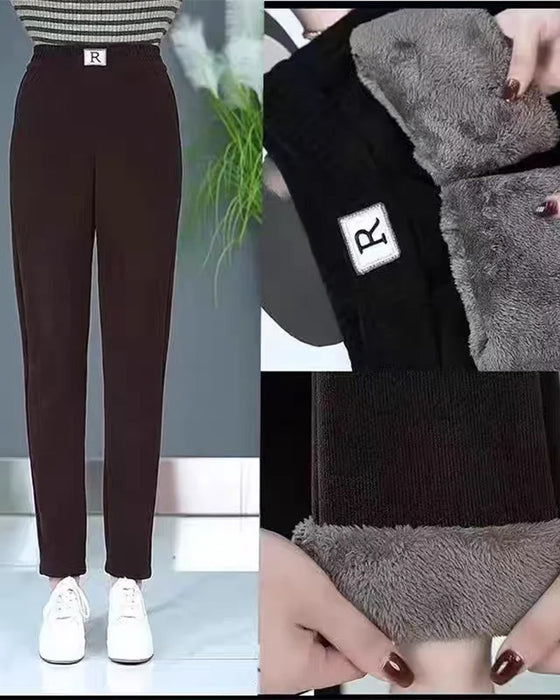 Hose Hohe Taille Fleece-gefüttert Verdickt Jogger