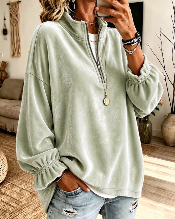 Sweatshirt Stehkragen Reißverschluss