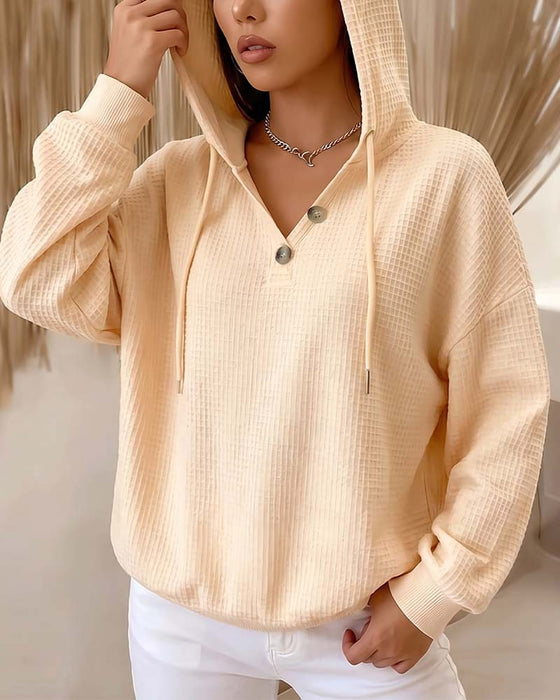 Sweatshirt Lässig Einfarbig Mit Kordelzug