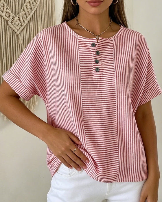 Bluse Rundhals Kurzarm