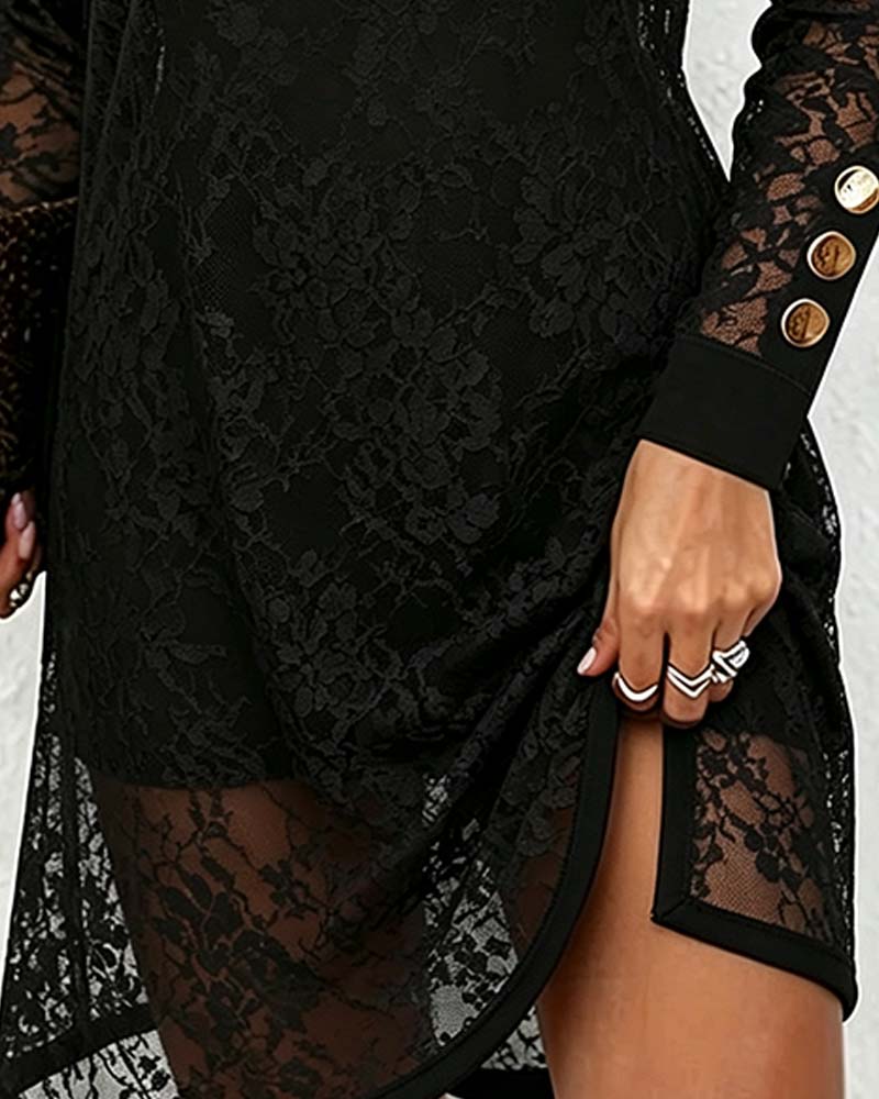 Kleid Durchsichtig Spitze Ein-Schulter
