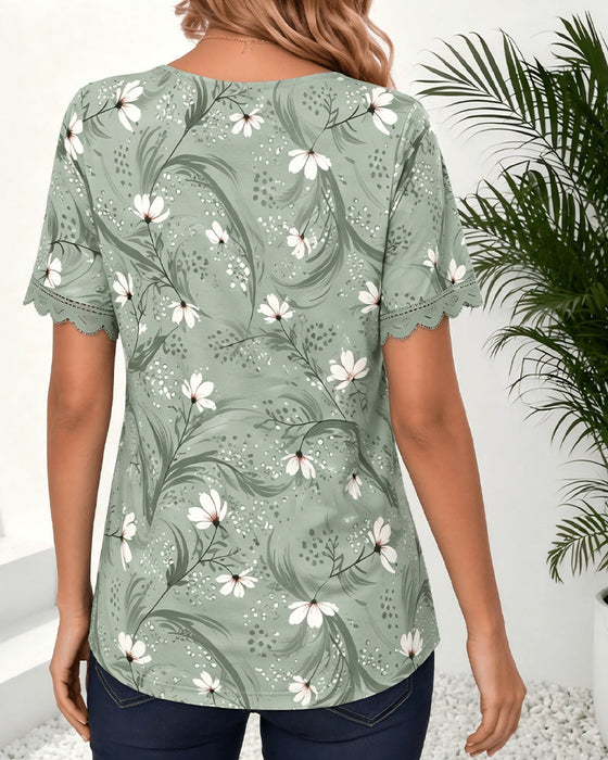 T-Shirt Falsch Layer Welle Rüsche Druck