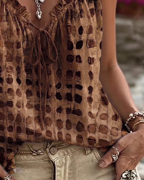 Tank Tops Polka Dot Print Rüsche