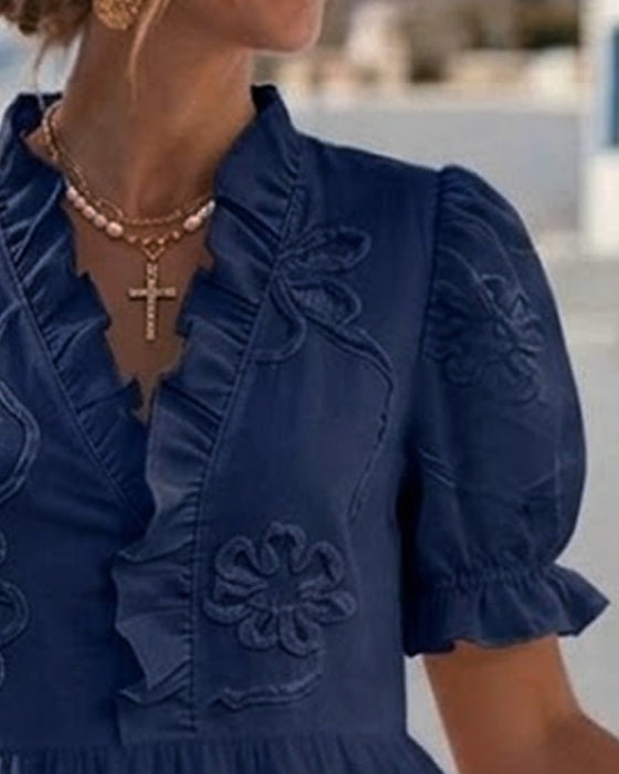 Kleid Puff Kurzarm Blumig