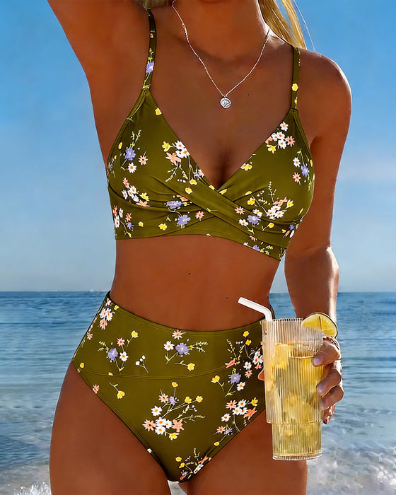 Bikini Sexy Sich Kreuzend Blumenprint