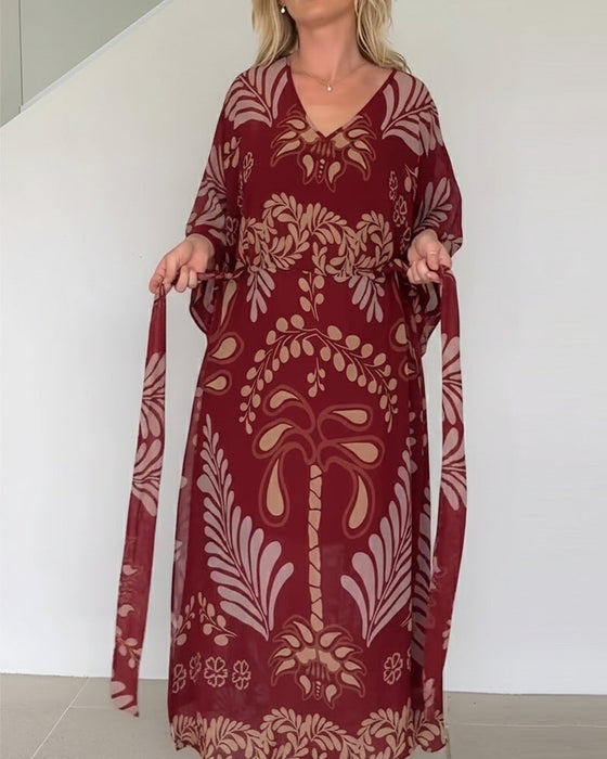 Kleid Boho V-Ausschnitt Weit
