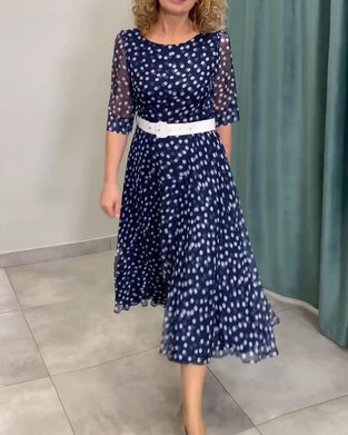 Kleid Halbärmliges Pünktchen Chiffon