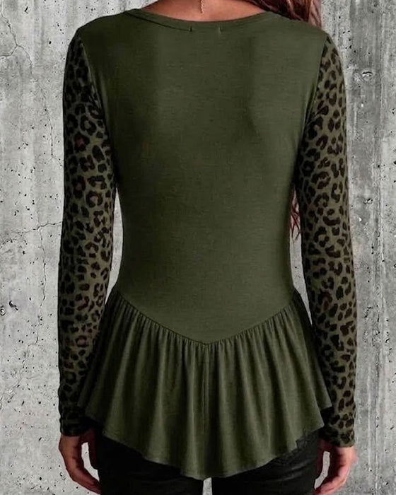 Oberteil Leopard Patchwork Rüsche