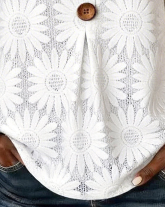 Rüschenbluse Mit Margeritenprint Und Rüschenärmeln