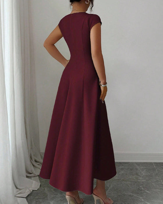 Kleid Quadratischer Ausschnitt Kurzarm