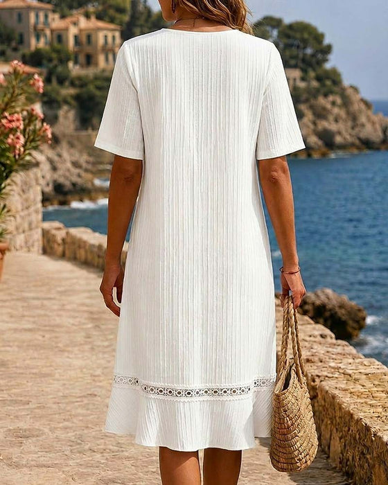 Kleid Spitze Patchwork Strukturiert