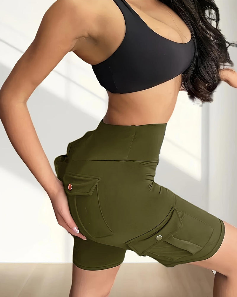 Leggings Einzelner Schnalle Einfarbig Yoga