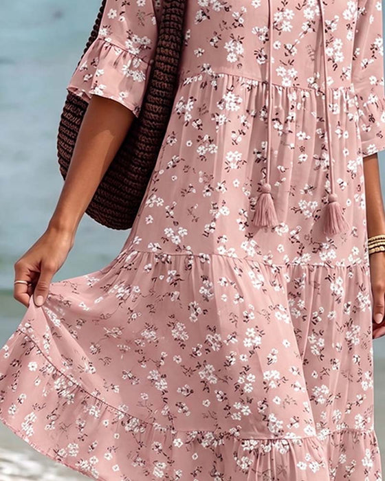Kleid Blumig V-Ausschnitt Spaghettiträger