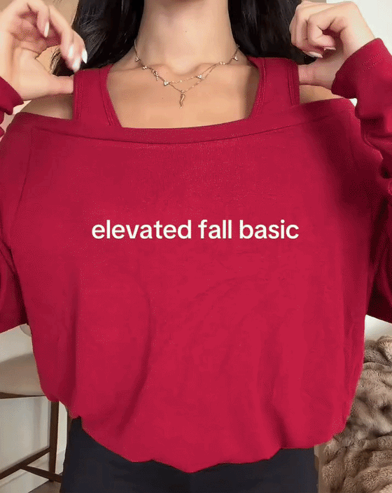 Oberteil Off-Shoulder Falsch Zweiteilig Langarm
