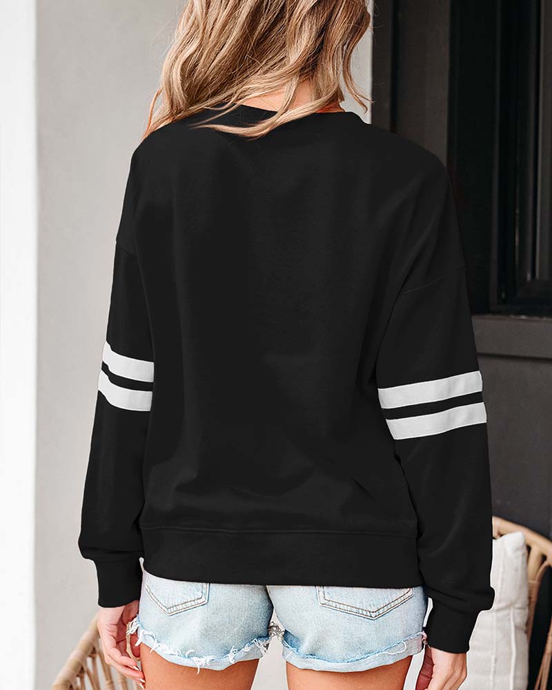Color-Block Langarm Rundhals-Sweatshirt