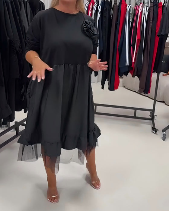 Kleid Patchwork Einfarbig Lässig