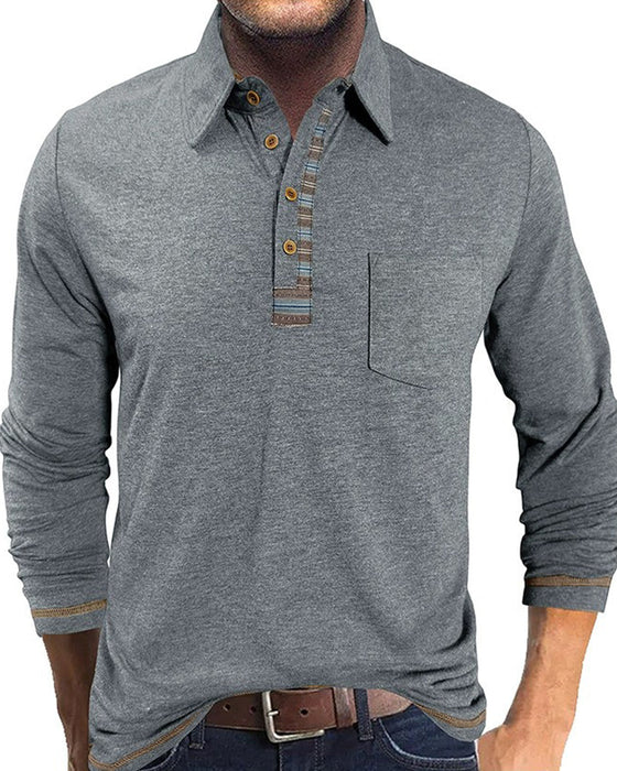 Bluse Herren Knopf Revers Polo