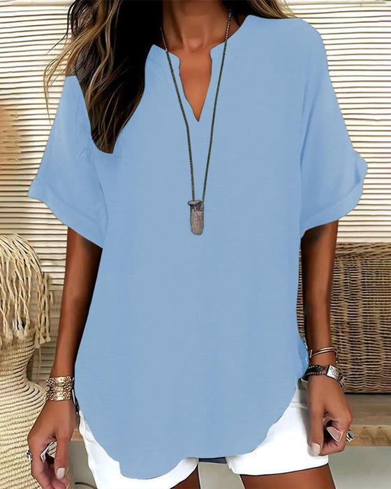 Bluse Lockere Einfarbige Damenfreizeitliche