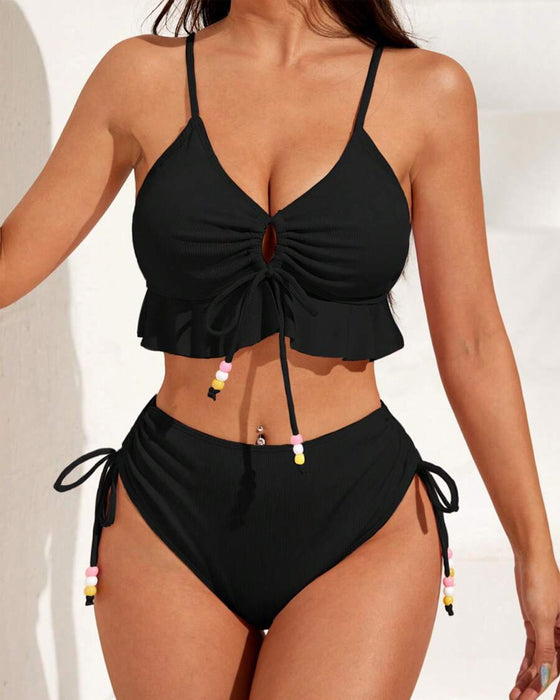 Bikini Sexy Unifarbe Rüschen