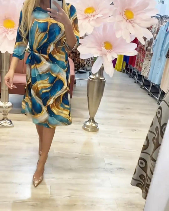 Kleid Halbärmel Twist Print