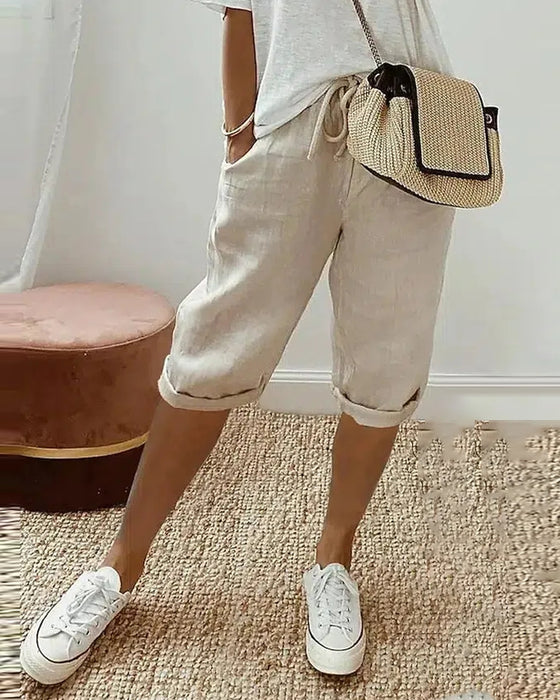 Bequeme Hose mit einfarbigem Kordelzug