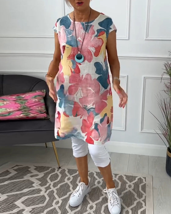 Lässiges Longtop mit farbenfrohem Blumenprint