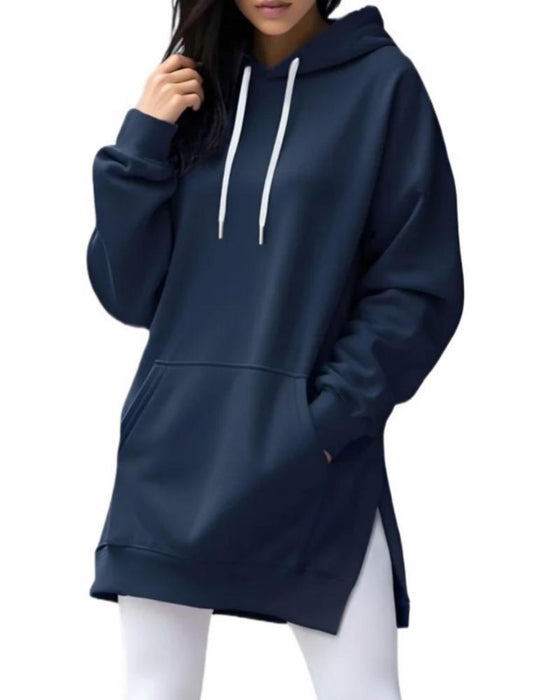Hoodie Einfarbig Loose Fit Kordelzug