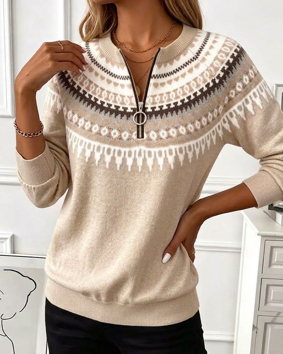 Sweatshirts Farbblock Reißverschluss Langarm